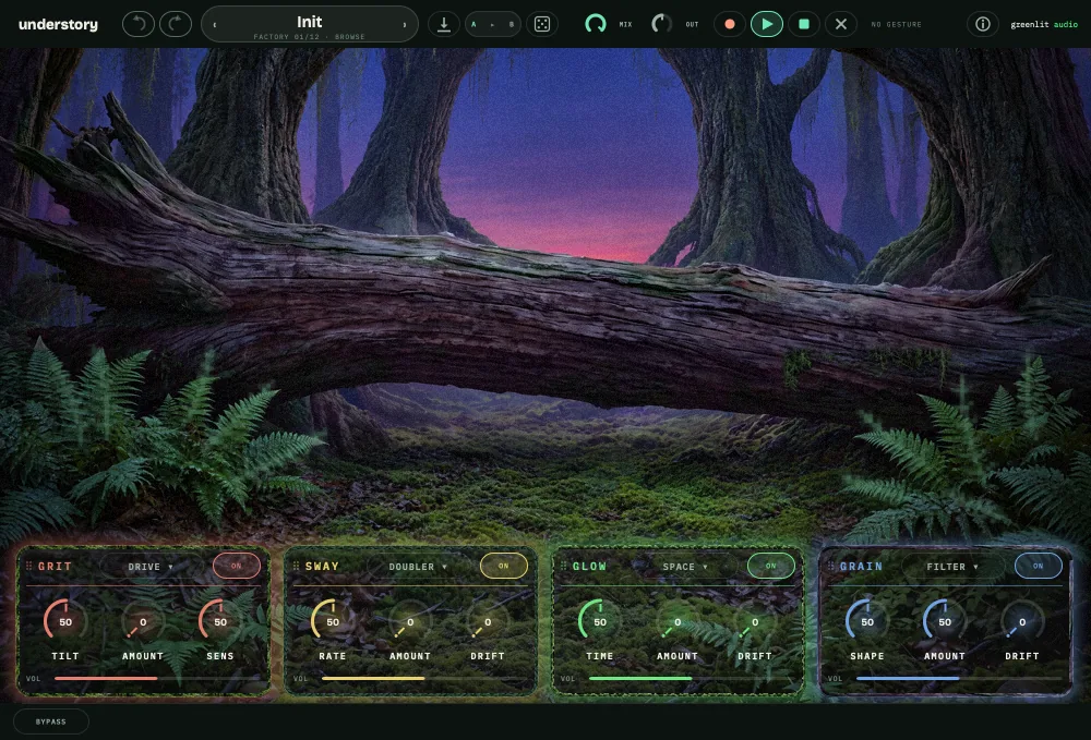 The Understory effects console window.